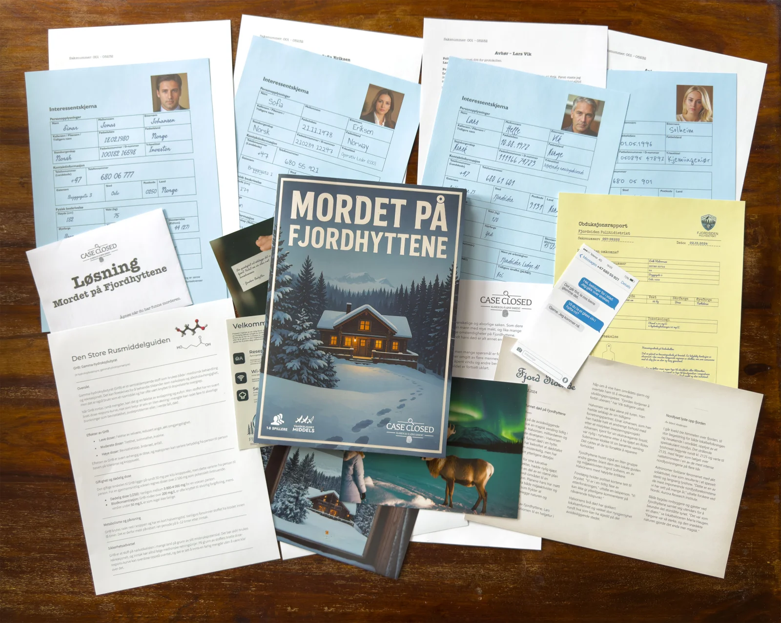 Overview of various pieces of evidence, clues, and documents
